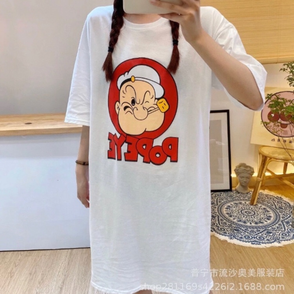 🛍 Loose sleepwear shirt dress pj women popeye print